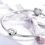 Pulseira DIY em formato de coração com contas soltas de prata esterlina S925, perfeita para criar pulseiras personalizadas e únicas. — foto 4
