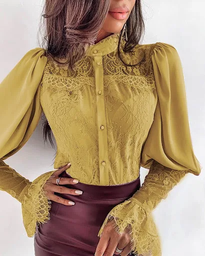 Title 2, Shirt with delicate lace stitching for a touch ...