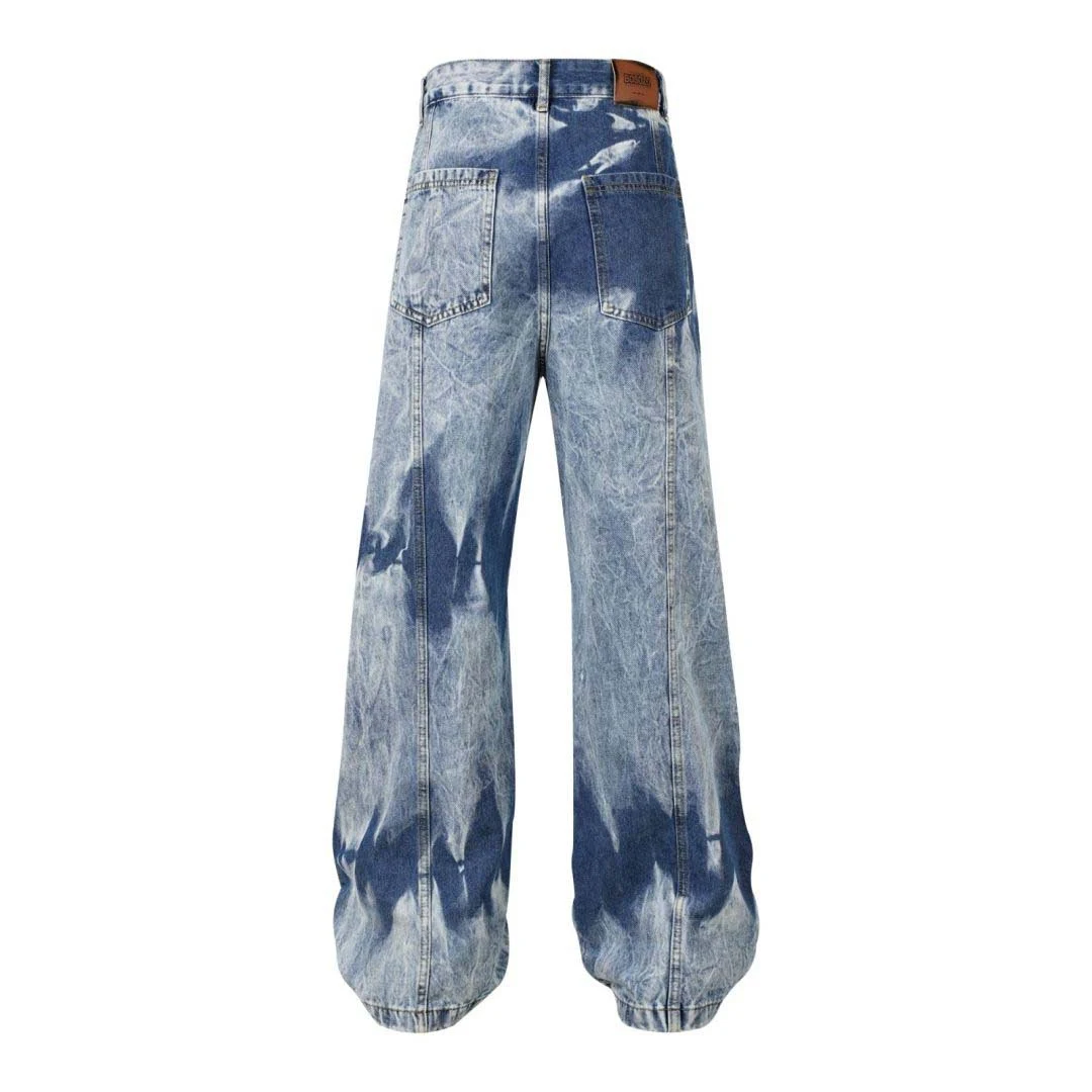 Title 4, Retro Washed Distressed Tie-dye Multi-pocket De...