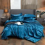 Ice Four-Piece Set Cool Bare Sleeping Real Silk Quilt Cover & Sheets for a Refreshing and Comfortable Night's Sleep. — photo 3