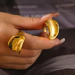 Joias Espelho 18K Ouro Estilo Frio. Descubra a elegância atemporal e o luxo. Design moderno, beleza natural realçada. Adicione brilho ao seu visual diário. — foto 2