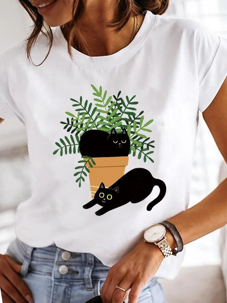 T-shirt stampata casual girocollo per donna — foto 14
