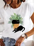 T-shirt stampata casual girocollo per donna — foto 14