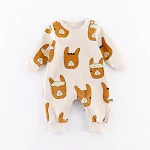 Pagliaccetto neonato con simpatici animali per maschietti e femminucce, tuta jumpsuit a maniche lunghe, comfort e stile per i più piccoli. — foto 18