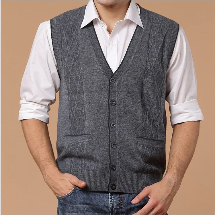 Men's Wool Cardigan Casual Jacquard Vest Comfortable and stylish perfect for everyday wear Versatile and elegant Ideal f — photo 1