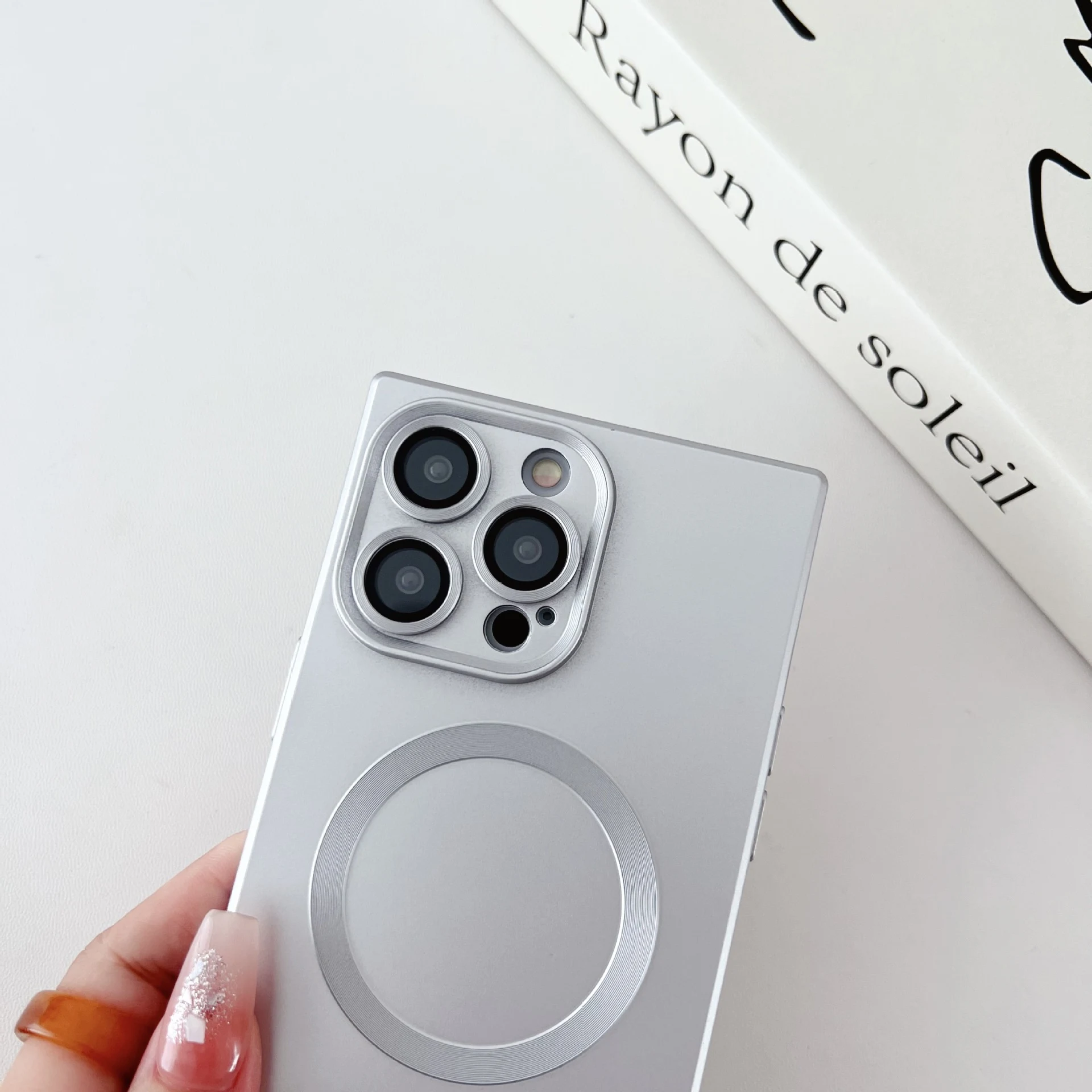 Title 10, Solid Color Square Magnetic Phone Case Provides...