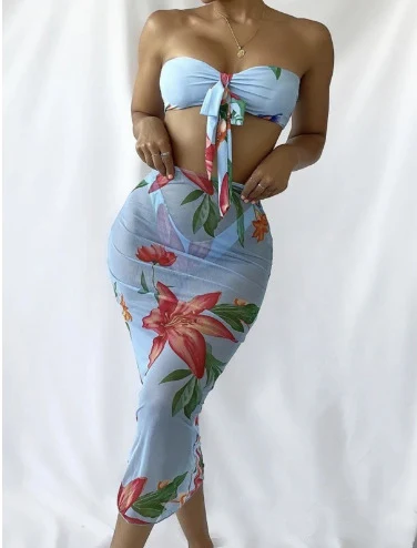 Title 6, Biquíni Estampado Sexy Feminino Conjunto Três P...