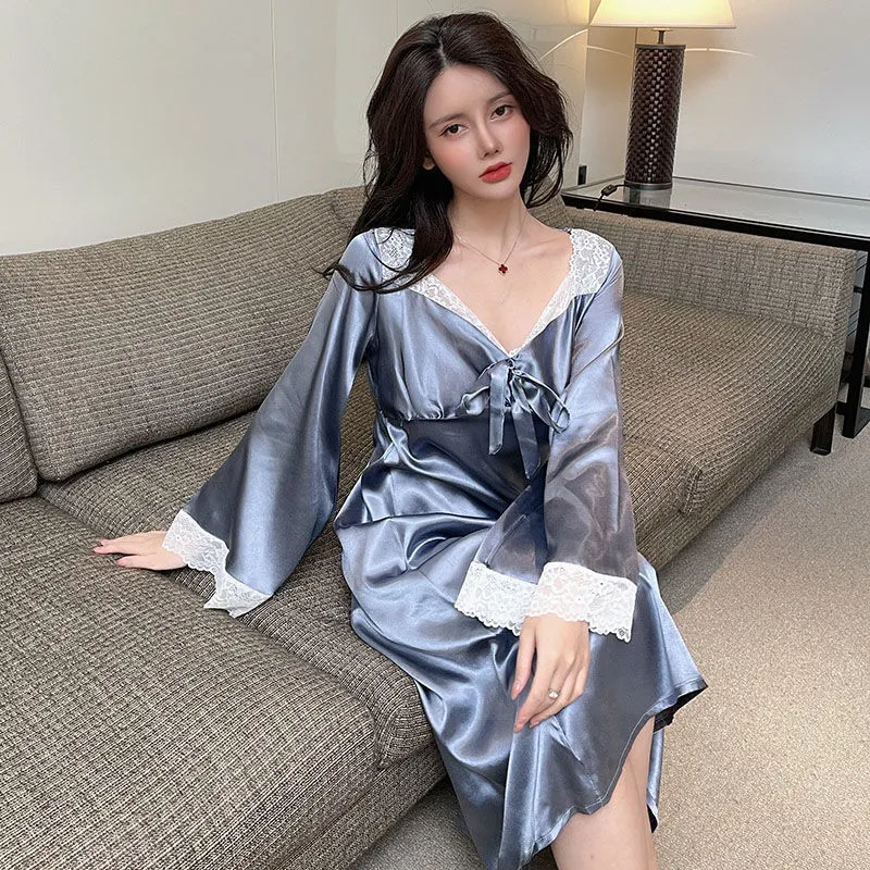 Hostess Senior Ice Silk Nightdress Long Sleeves for ultimate comfort and a restful night's sleep. Lightweight, breathabl — photo 5