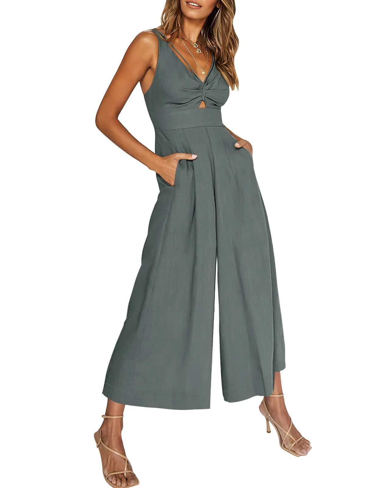Title 11, Zomer V-hals jumpsuit voor dames, holle schoude...