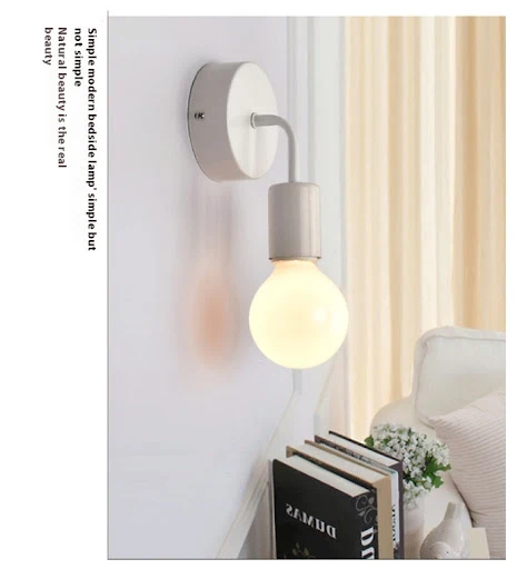 Title 4, Solid Wood Small Wall Lamp Simple Iron Bedroom ...