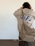 Moletom com capuz unissex folgado de outono inverno com letras vintage e contraste, perfeito para um visual casual e confortável. — foto 4