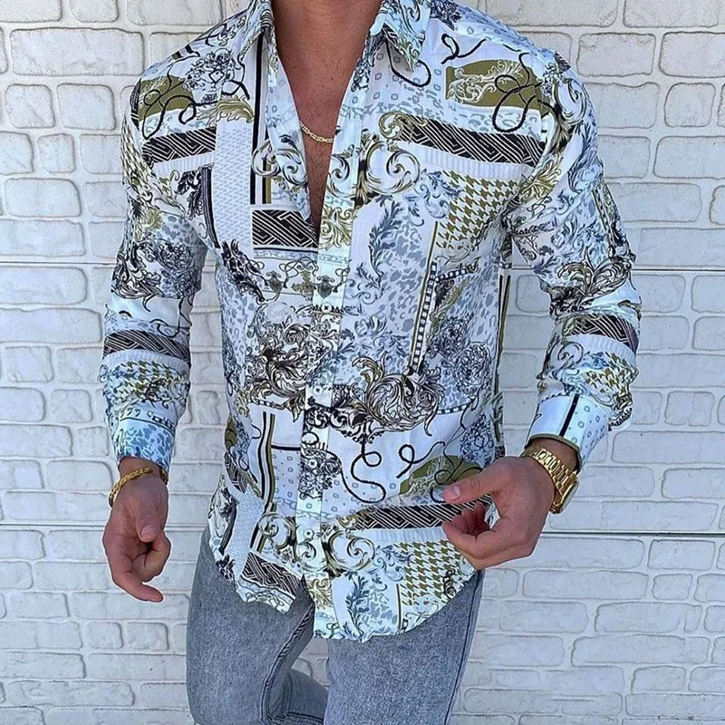 Title 7, Camisa casual manga longa slim fit com lapela, ...