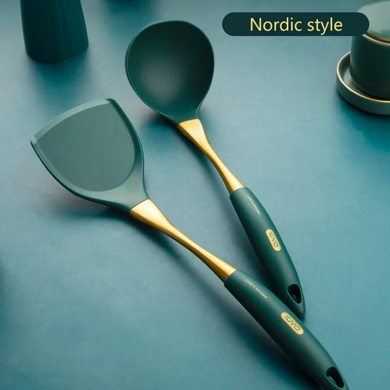 Stainless Steel Silicone Spatula Spoon Non-stick Cookware Set. Effortless cooking and easy cleaning with this durable an — photo 1