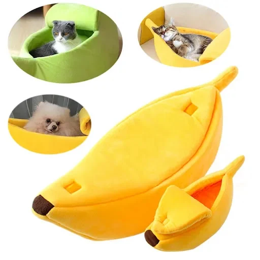 Warm Banana Shaped Dog Cat Bed Cozy Basket Puppy Kittens Cushion Kennel Portable Pet Sleeping Mat Bed Cats Supplies — photo 1
