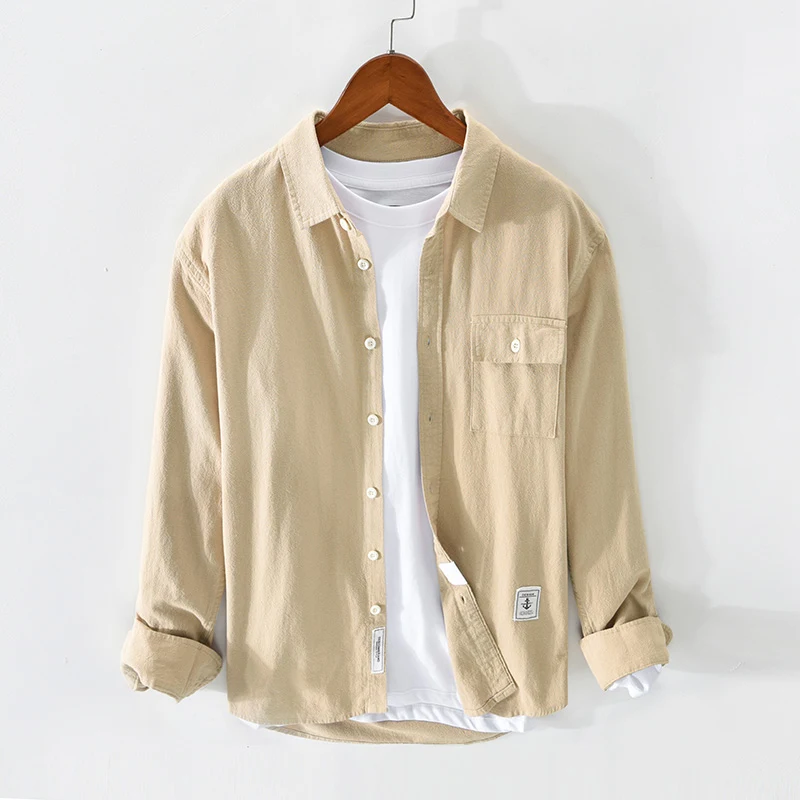 Camisa masculina casual de algodão e veludo cotelê de manga longa para primavera e outono, conforto e estilo em uma só peça. — foto 11