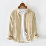 Camisa masculina casual de algodão e veludo cotelê de manga longa para primavera e outono, conforto e estilo em uma só peça. — foto 11