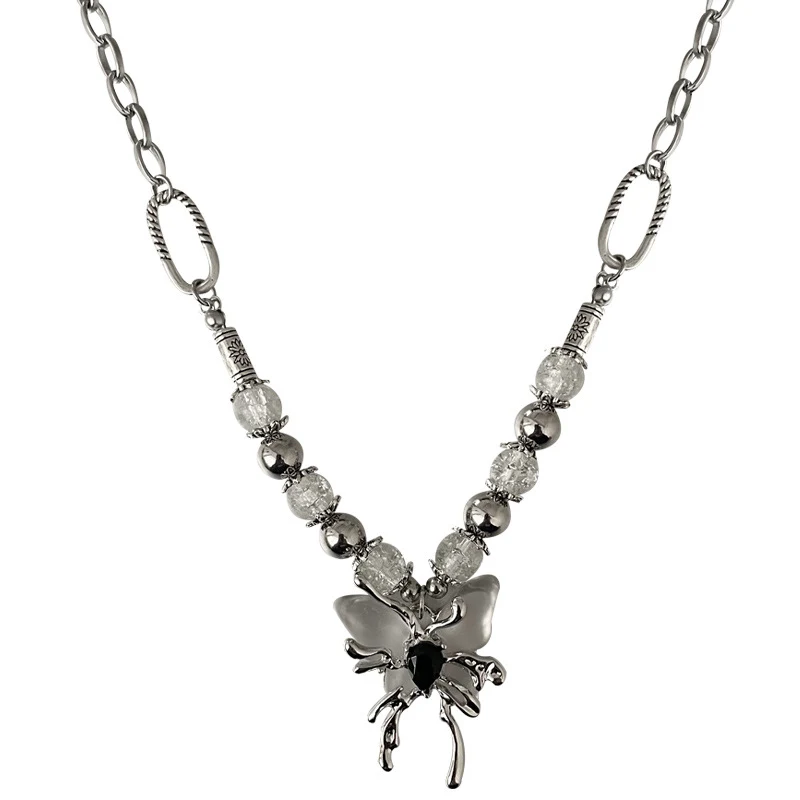 Colar Feminino de Borboleta com Contas Divididas de Gelo, Luxo Leve para Interesse Especial, Design Delicado e Sofisticado. — foto 2
