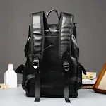 Men's double shoulder bag Korean style leather business trend flip backpack fashion backpack student bag men. Stylish an — photo 1
