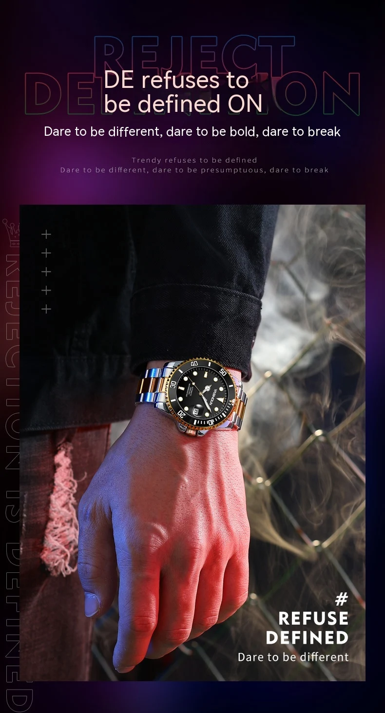 Relógio mecânico com pulseira de aço inoxidável. Desfrute da precisão e do estilo clássico deste elegante relógio para homens. — foto 4