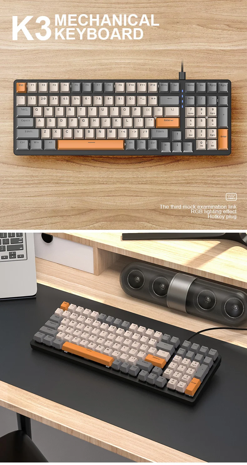 Title 8, Teclado mecânico de plástico para computador. D...