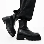 Men's Square Martin Boots Thick Soles European and American Style Lovers High Top Leather Boots For Comfort — photo 4