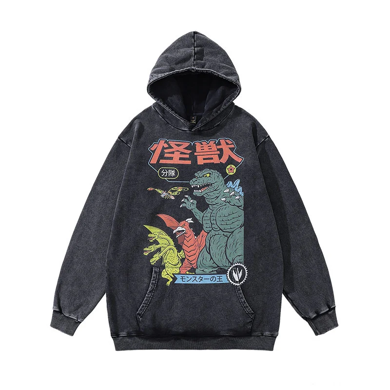 Moletom com capuz masculino punk skull print, heavy distressed. Perfeito para um visual rebelde e estiloso, com conforto e atitude. — foto 12