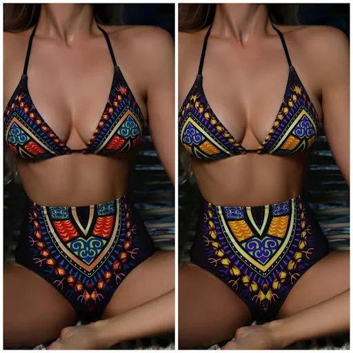 Title 4, Ladies High Waist Floral Split Bikini Swimsuit....