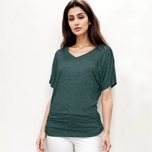 Title 24, Fashionable Yarn V-neck Loose Pleated Top