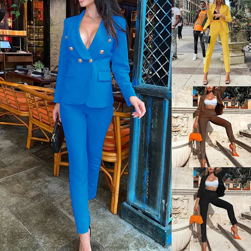 Dames stijlvol temperament tweedelig pak met lange mouwen en slim-fit Elegantie en een flatterende pasvorm voor een verfijnde uitstraling Perfect voor werk en evenementen — foto 8