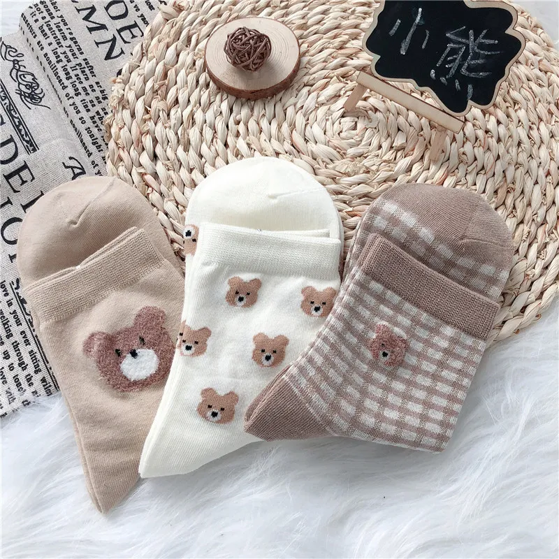 Cute Cartoon Bear Socks For Women Ins — photo 13