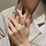 Anel de Abertura Coração Branco com Zircônia Micro-Incrustada — foto 3