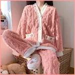 Autumn And Winter Women's Pajamas Suit Outer Wear Thick Thermal Coral Fleece Flannel Ladies' Homewear. Cozy, warm, and c — photo 1