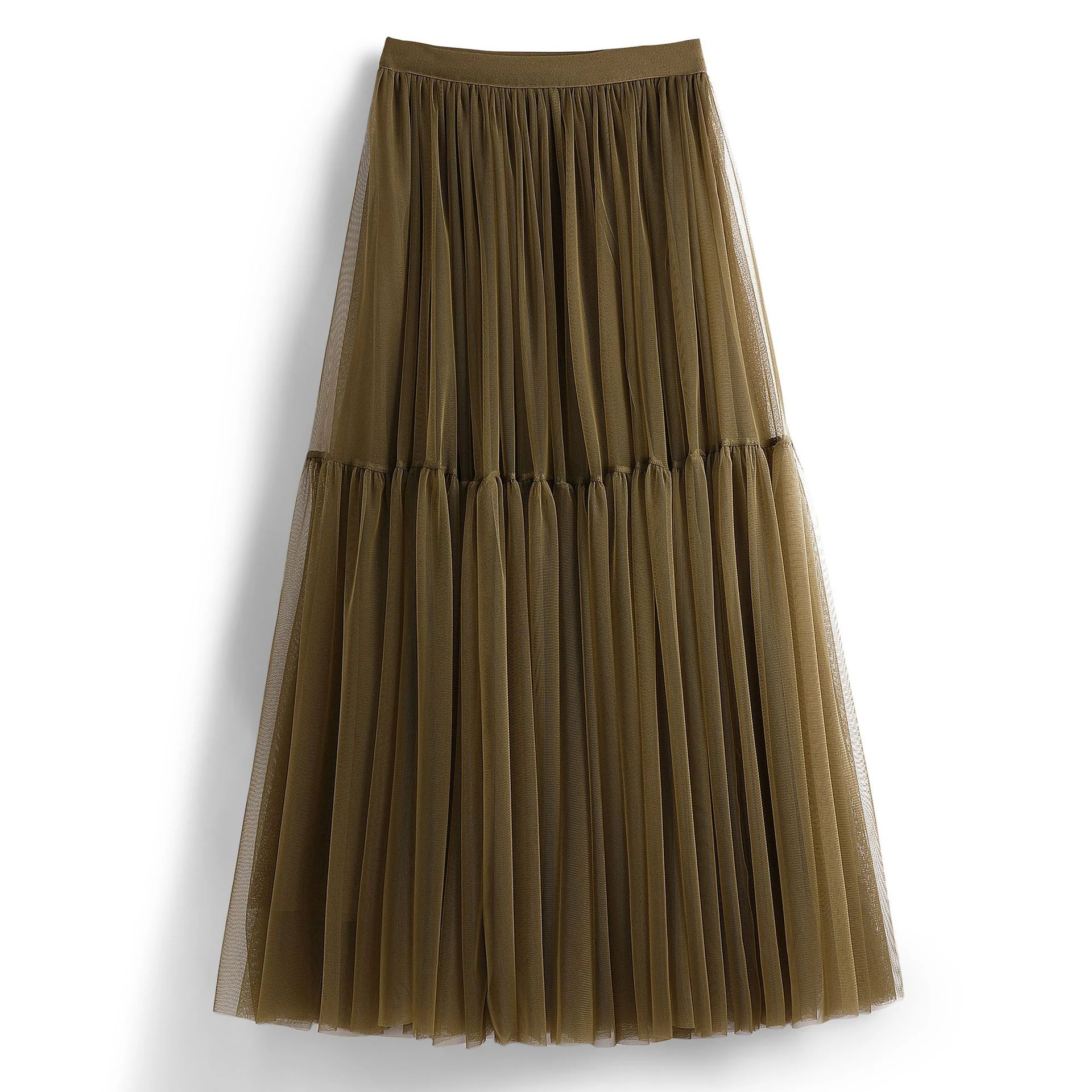 Saia longa Swing Puffy de cintura alta, elegante e confortável, perfeita para um look sofisticado e moderno, valoriza a silhueta. — foto 4