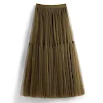 Saia longa Swing Puffy de cintura alta, elegante e confortável, perfeita para um look sofisticado e moderno, valoriza a silhueta. — foto 4
