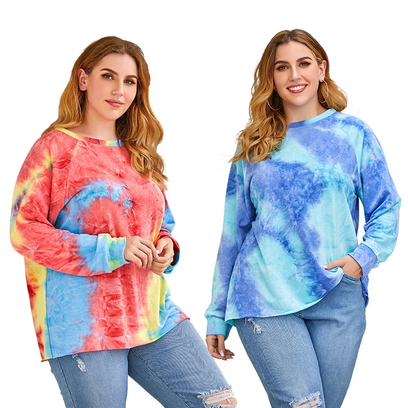 Title 6, Blusa pulôver feminina plus size tie-dye mangas...