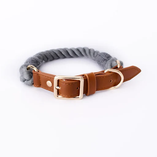 Title 23, Cotton Rope Woven Leather Dog Leash Collar Set ...