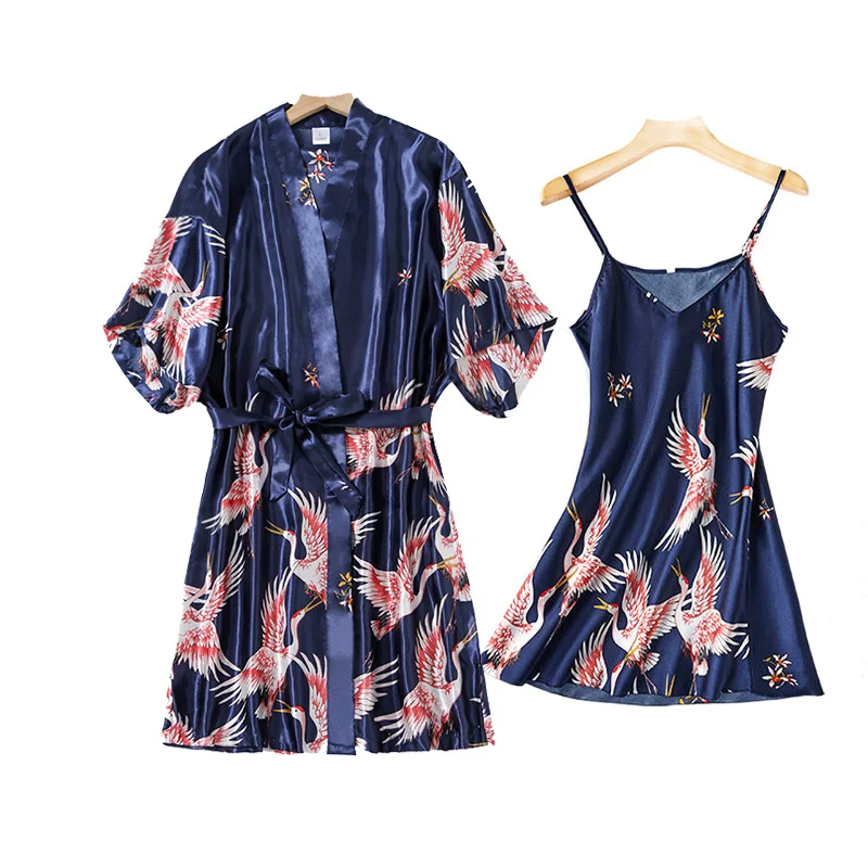 Title 7, Silk Crane Pajamas for Women. Experience luxuri...