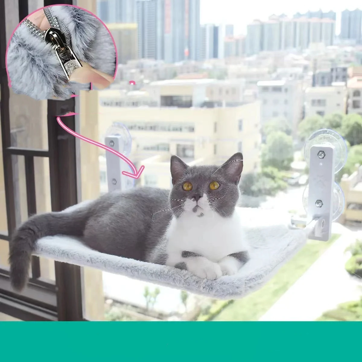 Cat Suction Cup Window Hammock. Give your cat a comfy, sunny spot with this easy-to-install bed. Perfect for relaxing an — photo 8
