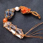 Natural Three Color Ore Car Pendant Hand Woven. Attract good fortune and add a touch of elegance to your car's interior. — photo 5