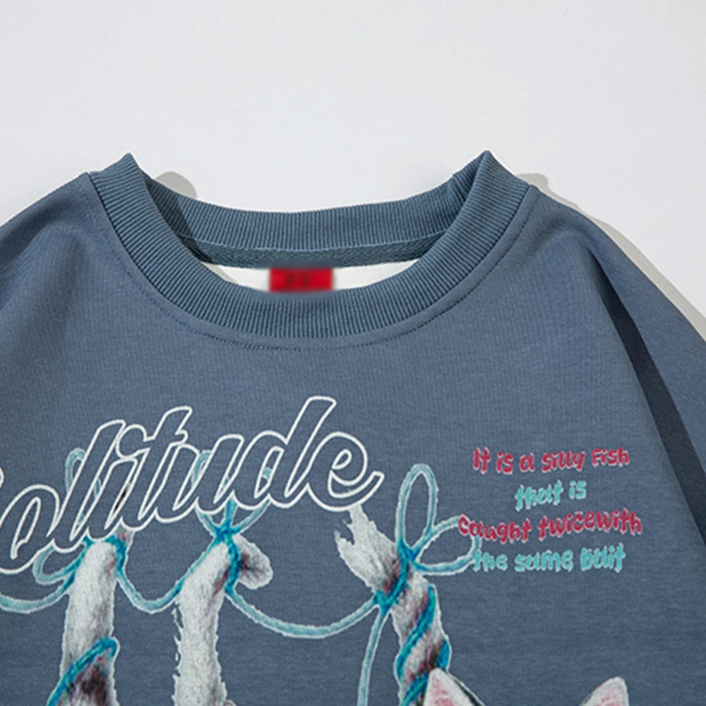 Title 2, Herrenpullover mit Kätzchenmuster, lockerer Run...