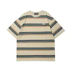Camiseta a rayas retro japonesa unisex, manga corta, estilo vintage. Ideal para un look casual y moderno, cómoda y con diseño único. — foto 4