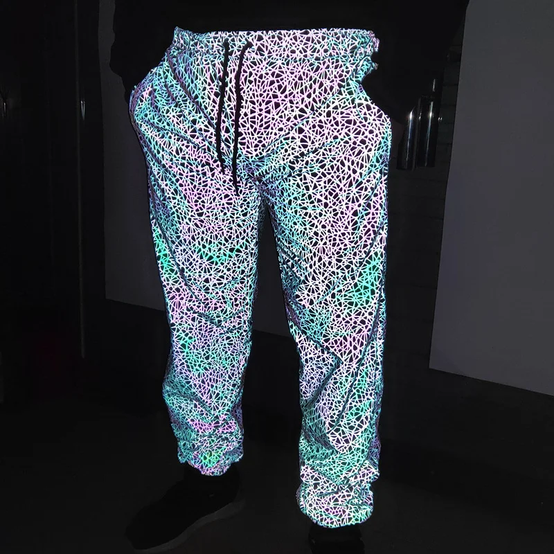 Colorful reflective cross-border pants European and American hip-hop laser camouflage trousers for a stylish look, casua — photo 2