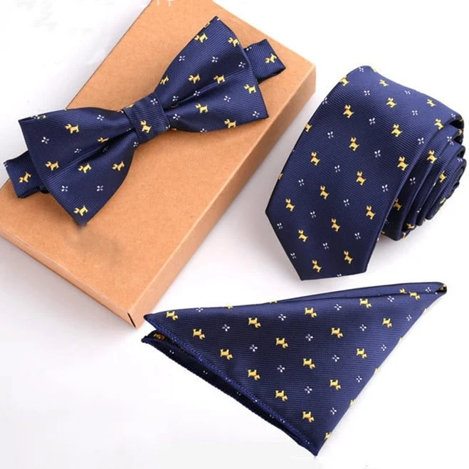 Conjunto de gravata azul escuro casual para negócios. Ideal para um visual profissional e moderno, perfeito para o escritório e eventos. — foto 2