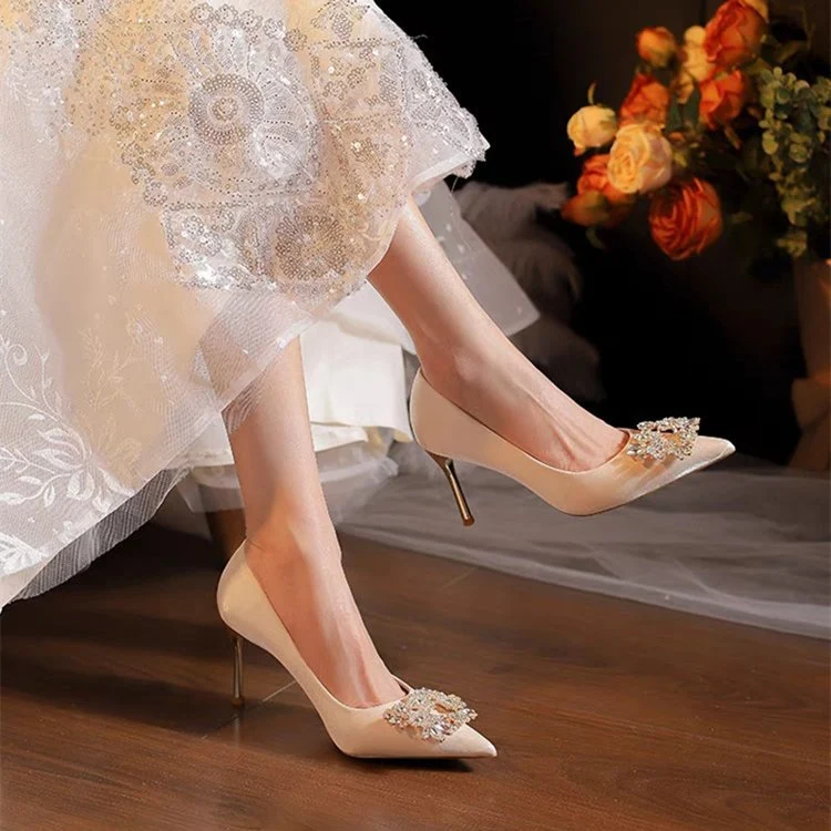 Women's Pointed Toe Stiletto Heel Wedding Shoes. New Xiuhe wedding dress annual meeting pumps, perfect for formal occasi — photo 2