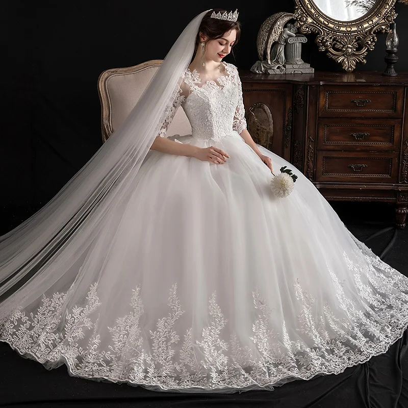 Title 5, One-shoulder Dream Slim Sleeve Lace Bride dress...