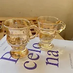 Mini Champagne Vintage Amber Glass Embossed Mugs Enjoy your drinks with style and elegance. Perfect for special occasion — photo 1