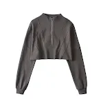 Halbloser Damen-Pullover mit Reißverschluss, einfarbig, kurz — foto 5