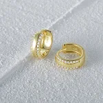 Brincos Earclip Dupla Fileira de Diamantes S925 Prata Esterlina Estilo Moderno, Brilho Intenso, Adicione Elegância ao Seu Visual — foto 5