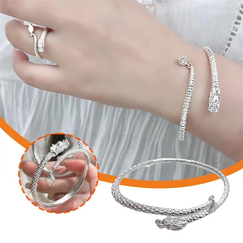 Pulseira Ajustável Casal 2024 Dragão Mágico Cauda Ondulante Estilo Chinês Relief Popular Nova Tendência Homens Mulheres. — foto 1