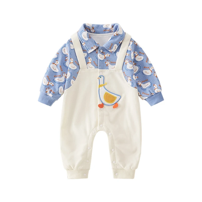 Nep tweedelig bretels jumpsuit voor pasgeborenen Ideaal voor fotoshoots en speciale gelegenheden. Biedt comfort en een schattige uitstraling zonder gedoe. — foto 3